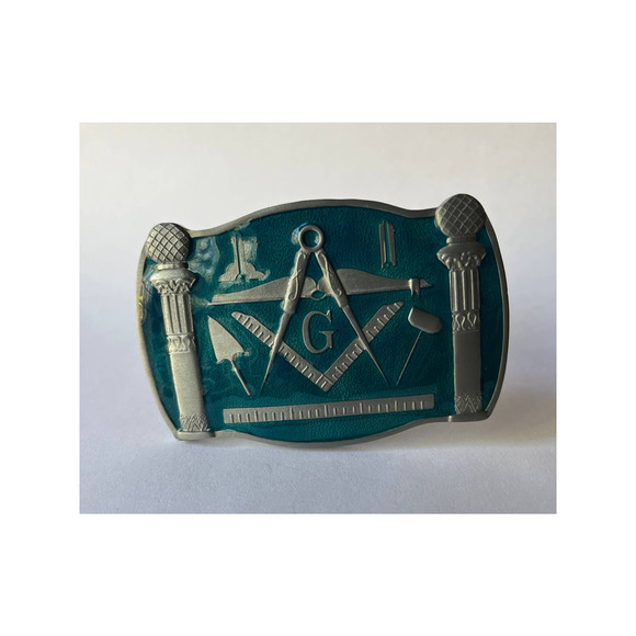 Mason Aqua Blue Epoxy Belt Buckle - Picture 1 of 13